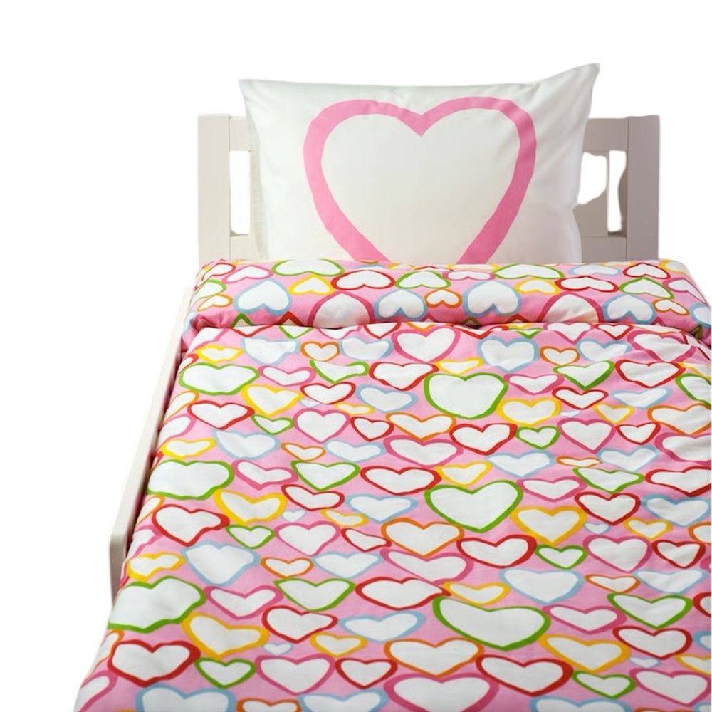 IKEA Twin Colorful Heart Pattern duvet Bedding Set